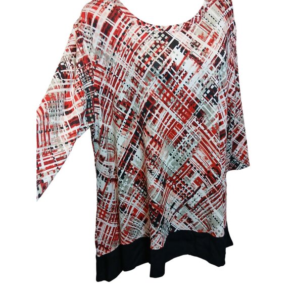 Ruby Rd 3/4 Sleeve Knit Tunic Top Womens XL Geometric Print Corpcore Grannycore - Picture 6 of 10